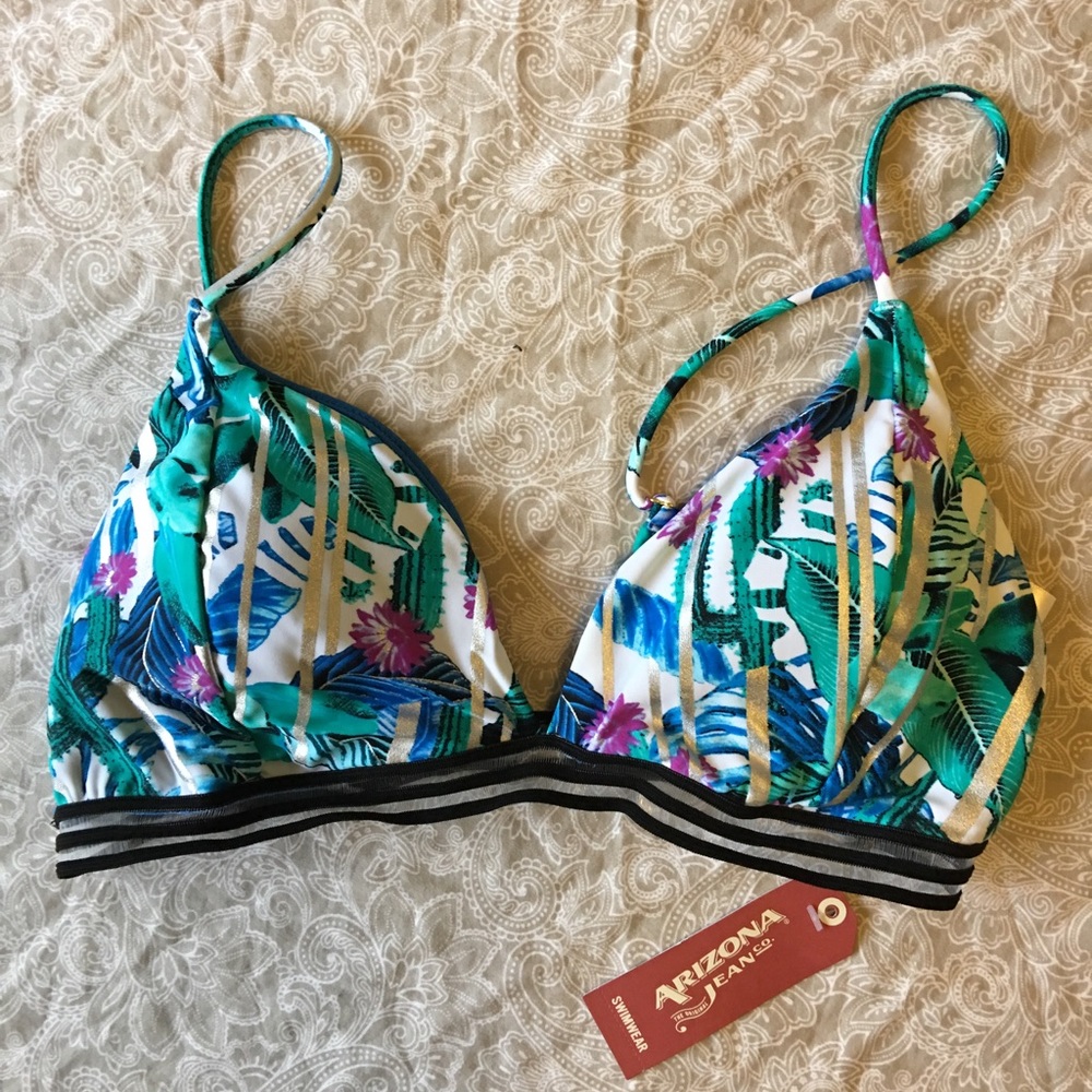NWT Arizona tropical print bikini top size XL